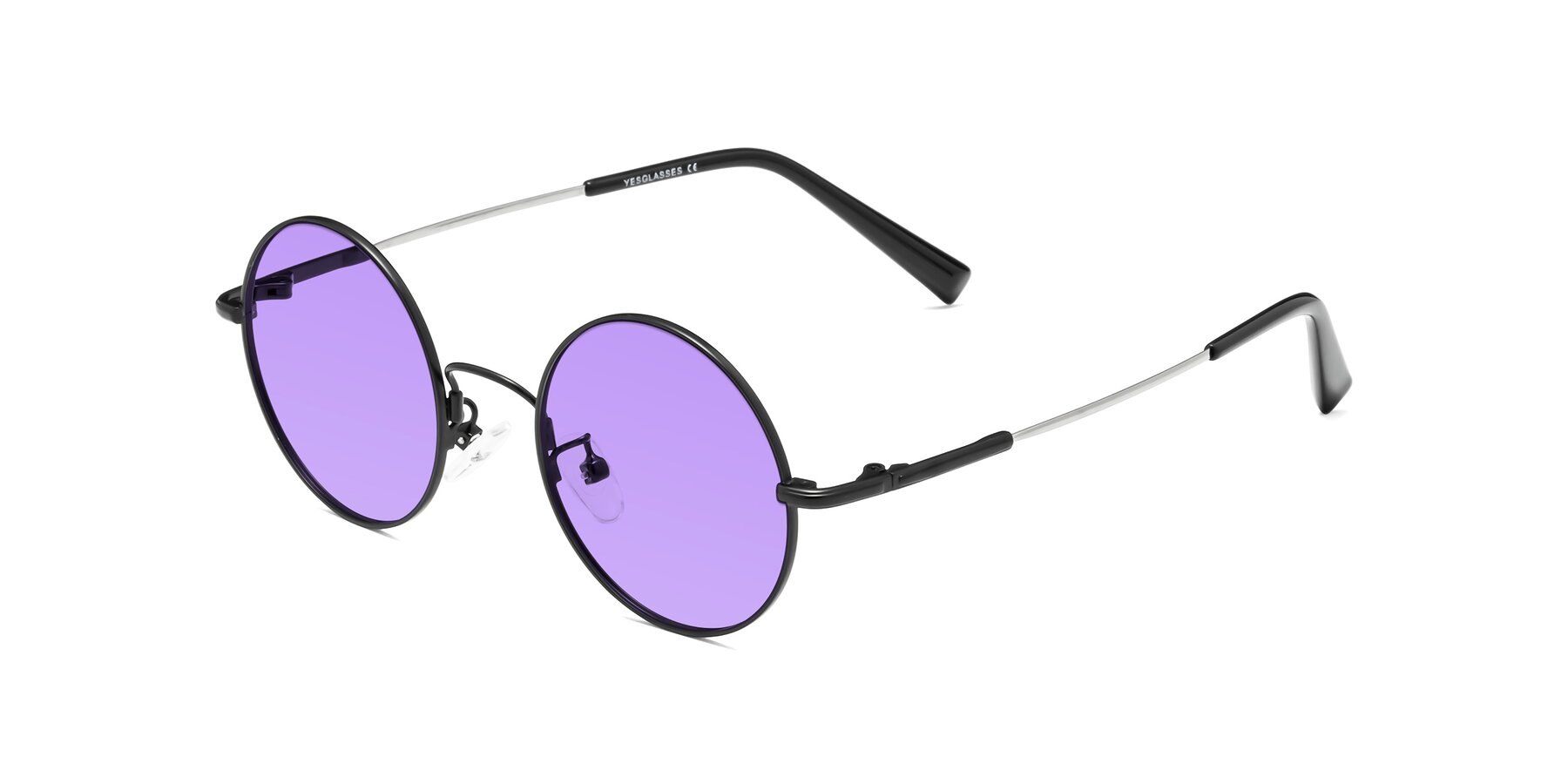 Angle of Melo in Black with Medium Purple Tinted Lenses