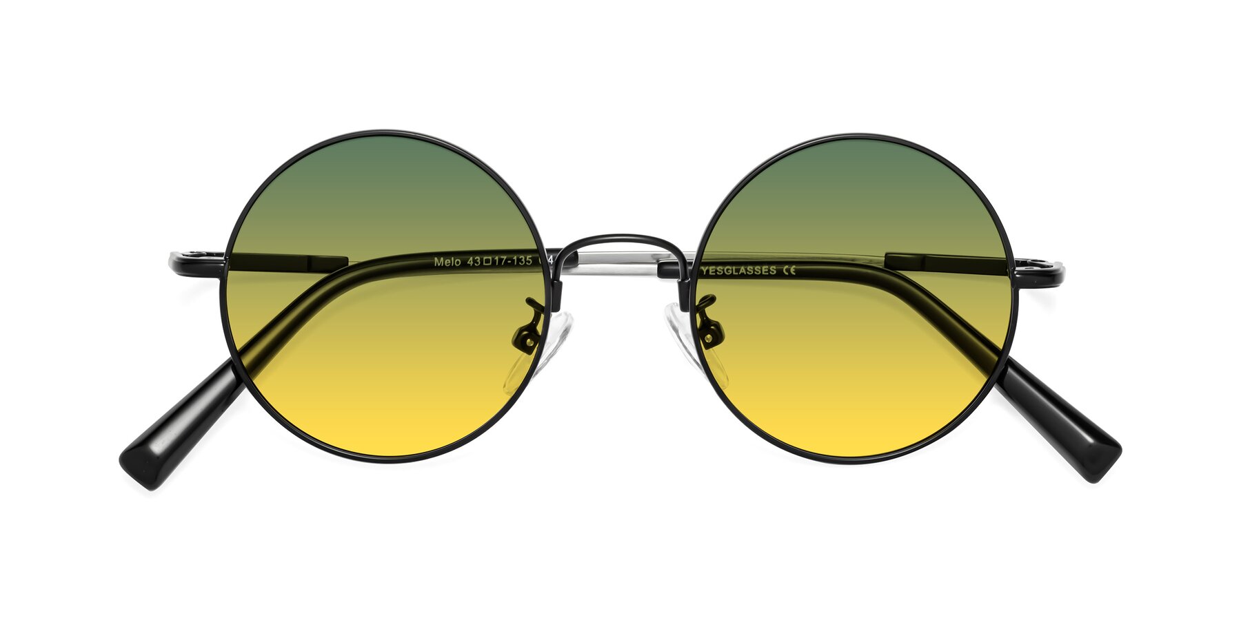 Folded Front of Melo in Black with Green / Yellow Gradient Lenses