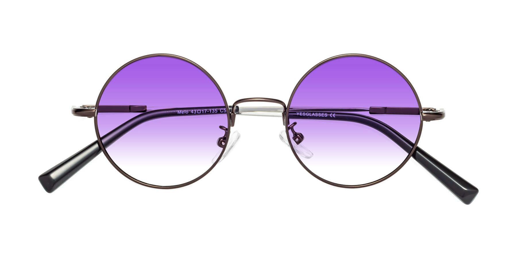 Folded Front of Melo in Coffee with Purple Gradient Lenses