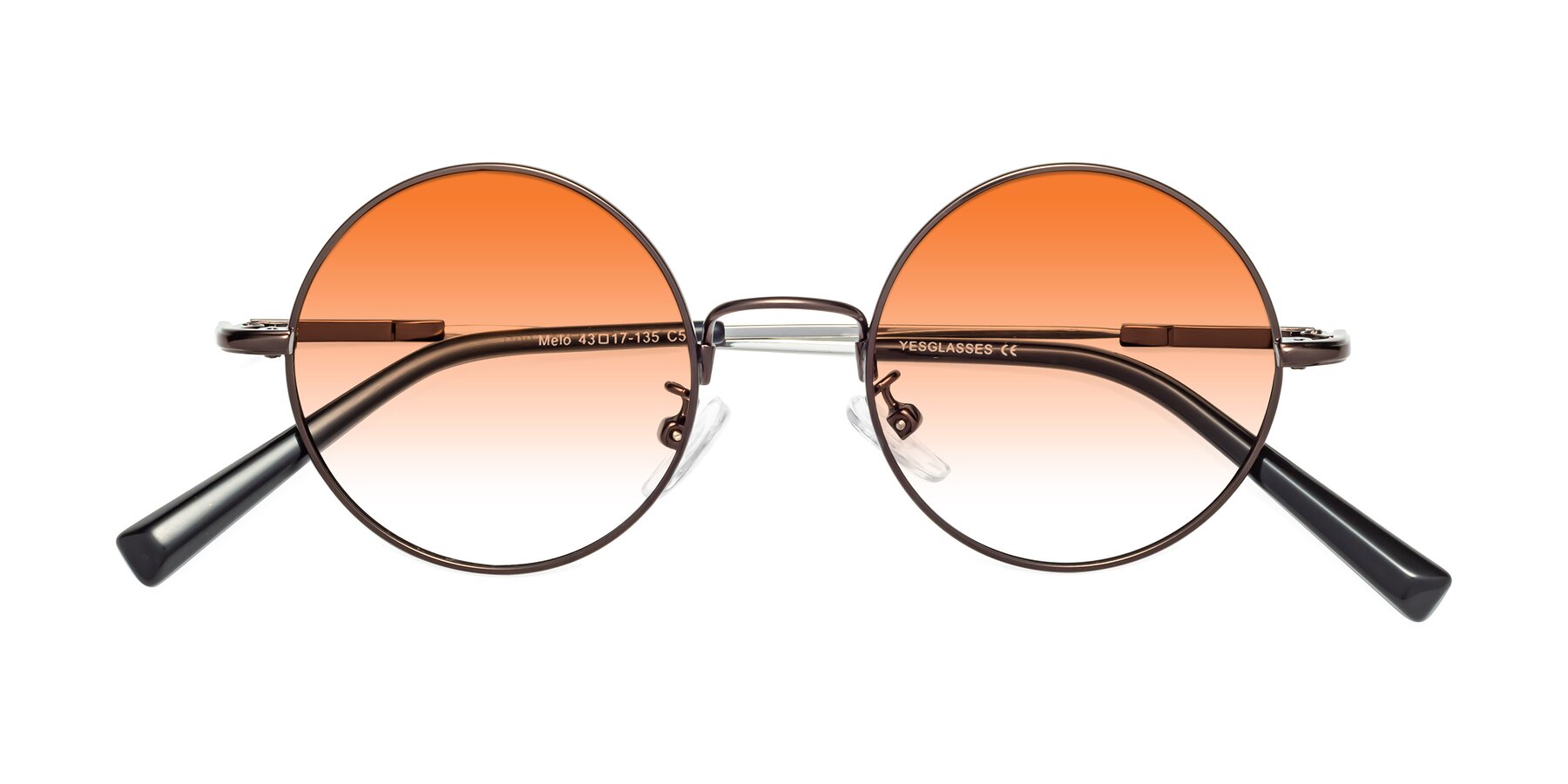 Folded Front of Melo in Coffee with Orange Gradient Lenses
