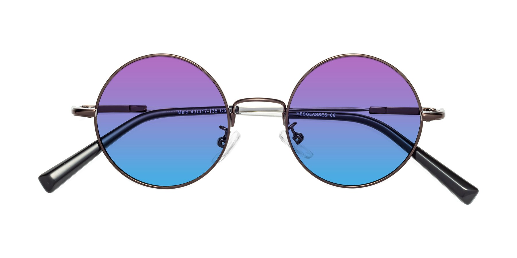 Folded Front of Melo in Coffee with Purple / Blue Gradient Lenses