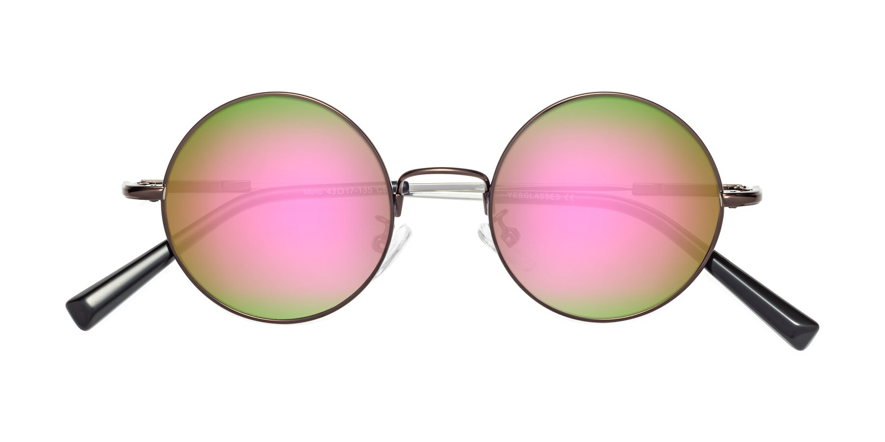 Folded Front of Melo in Coffee with Pink Mirrored Lenses