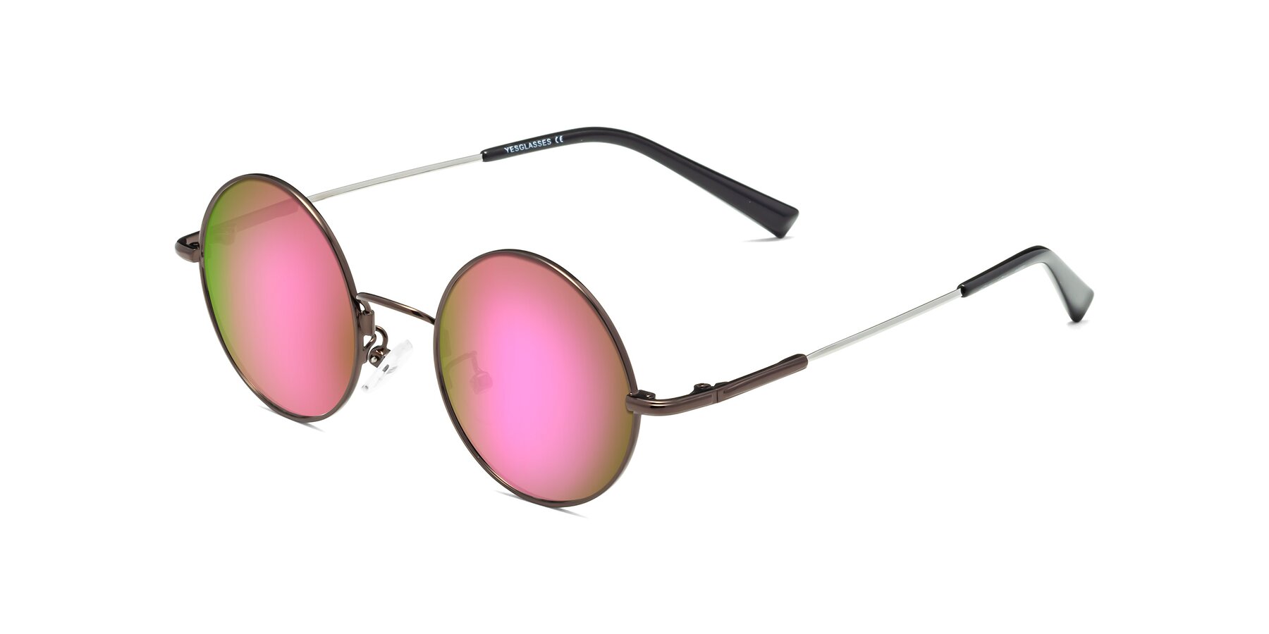 Angle of Melo in Coffee with Pink Mirrored Lenses