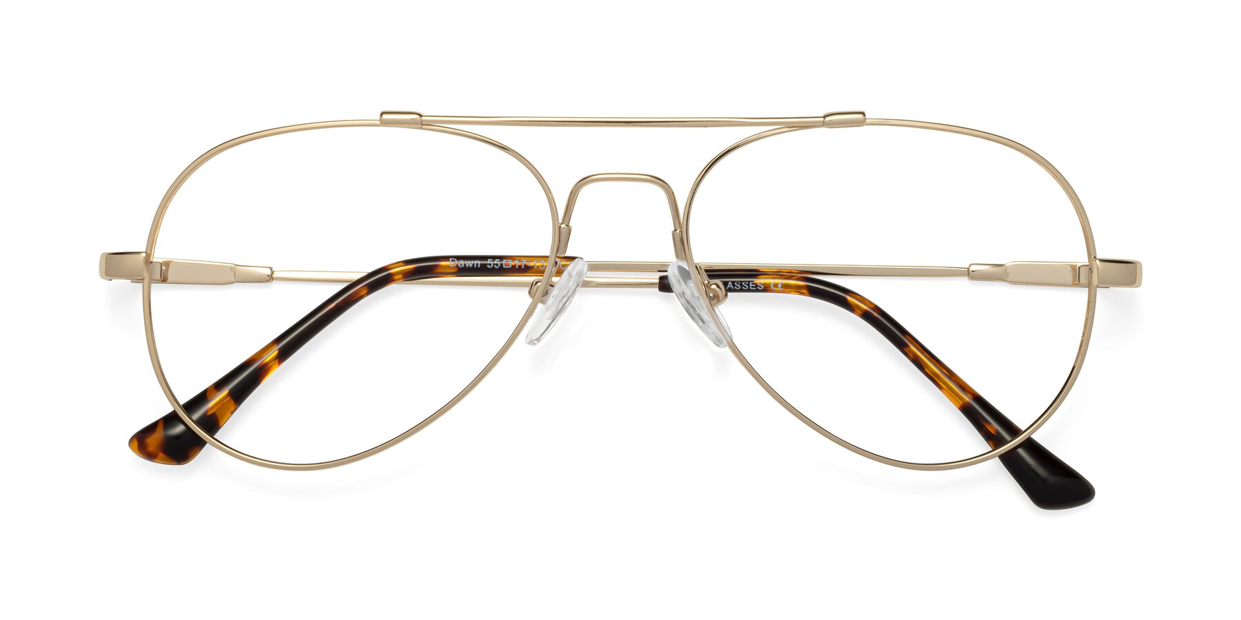 Folded Front of Dawn in Gold with Clear Reading Eyeglass Lenses