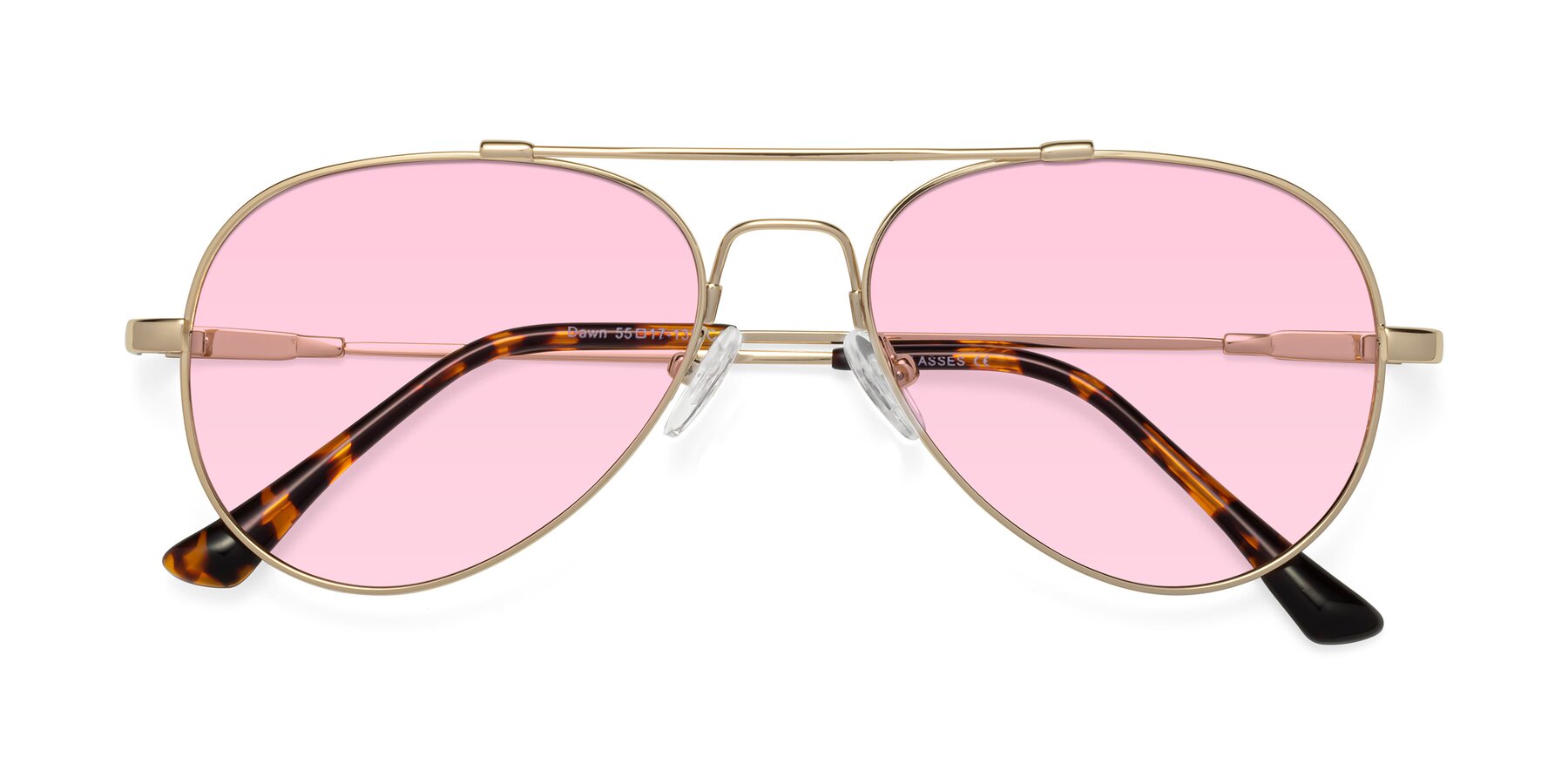 Folded Front of Dawn in Gold with Light Pink Tinted Lenses