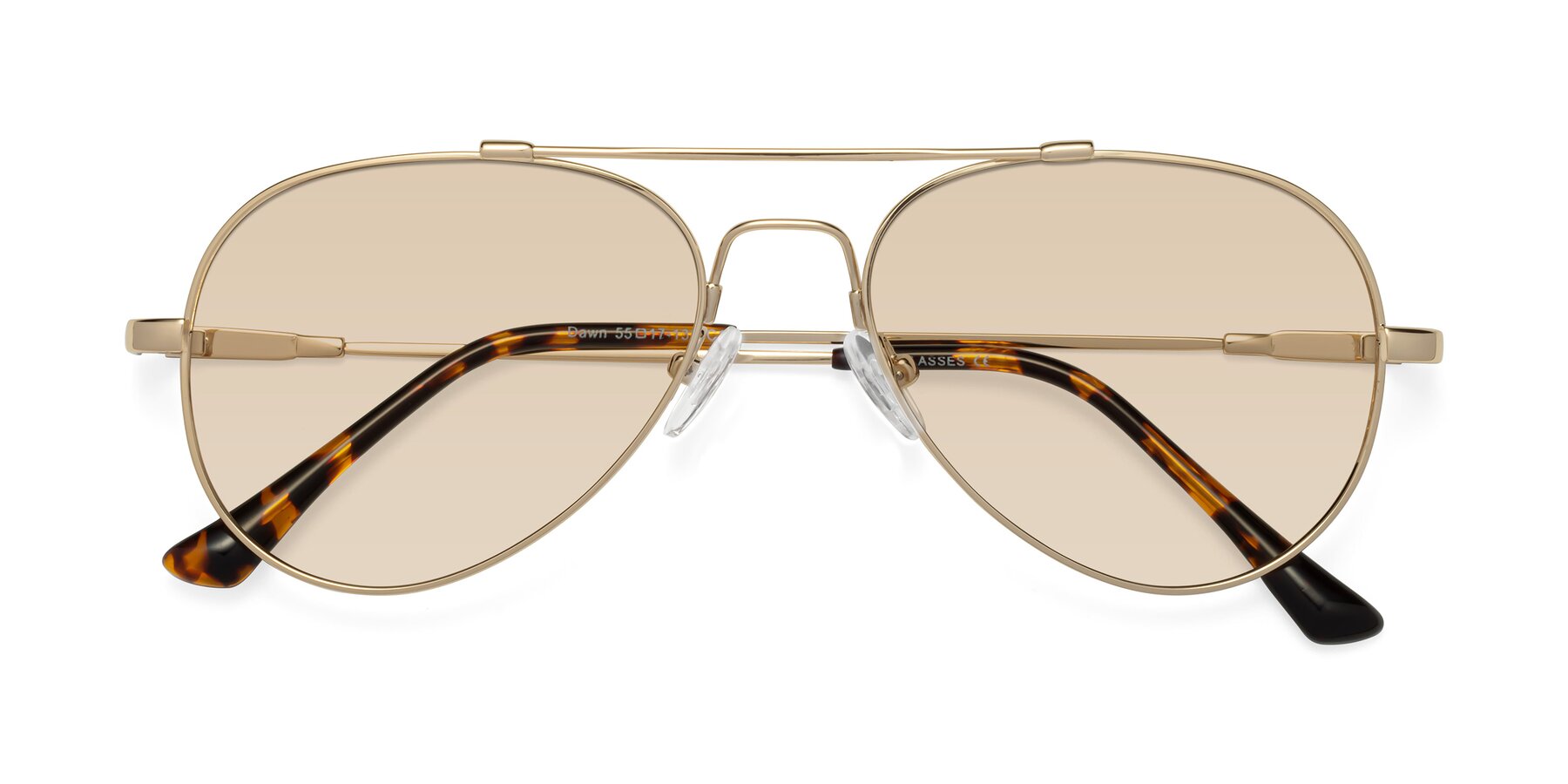 Folded Front of Dawn in Gold with Light Brown Tinted Lenses
