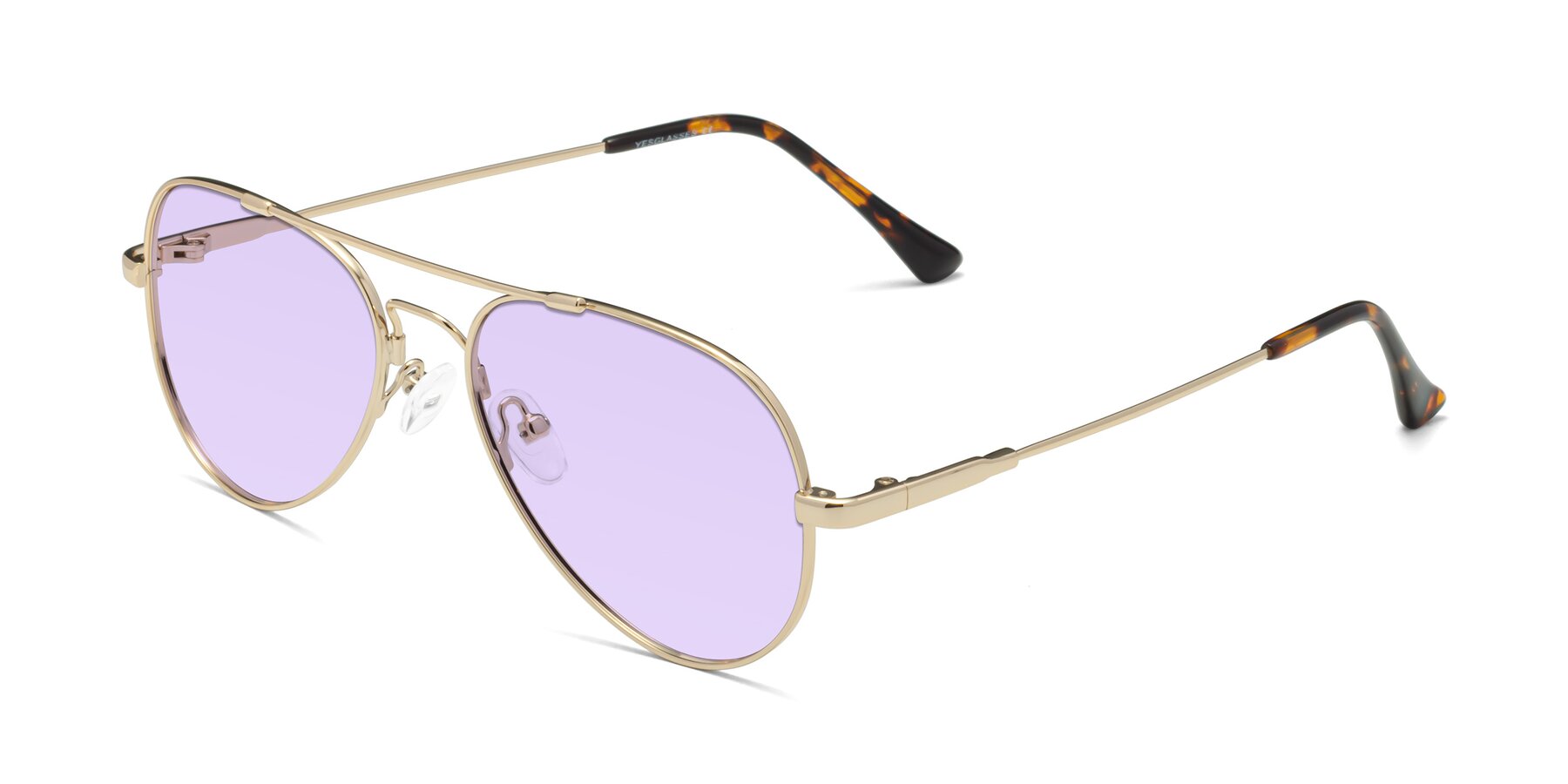 Angle of Dawn in Gold with Light Purple Tinted Lenses