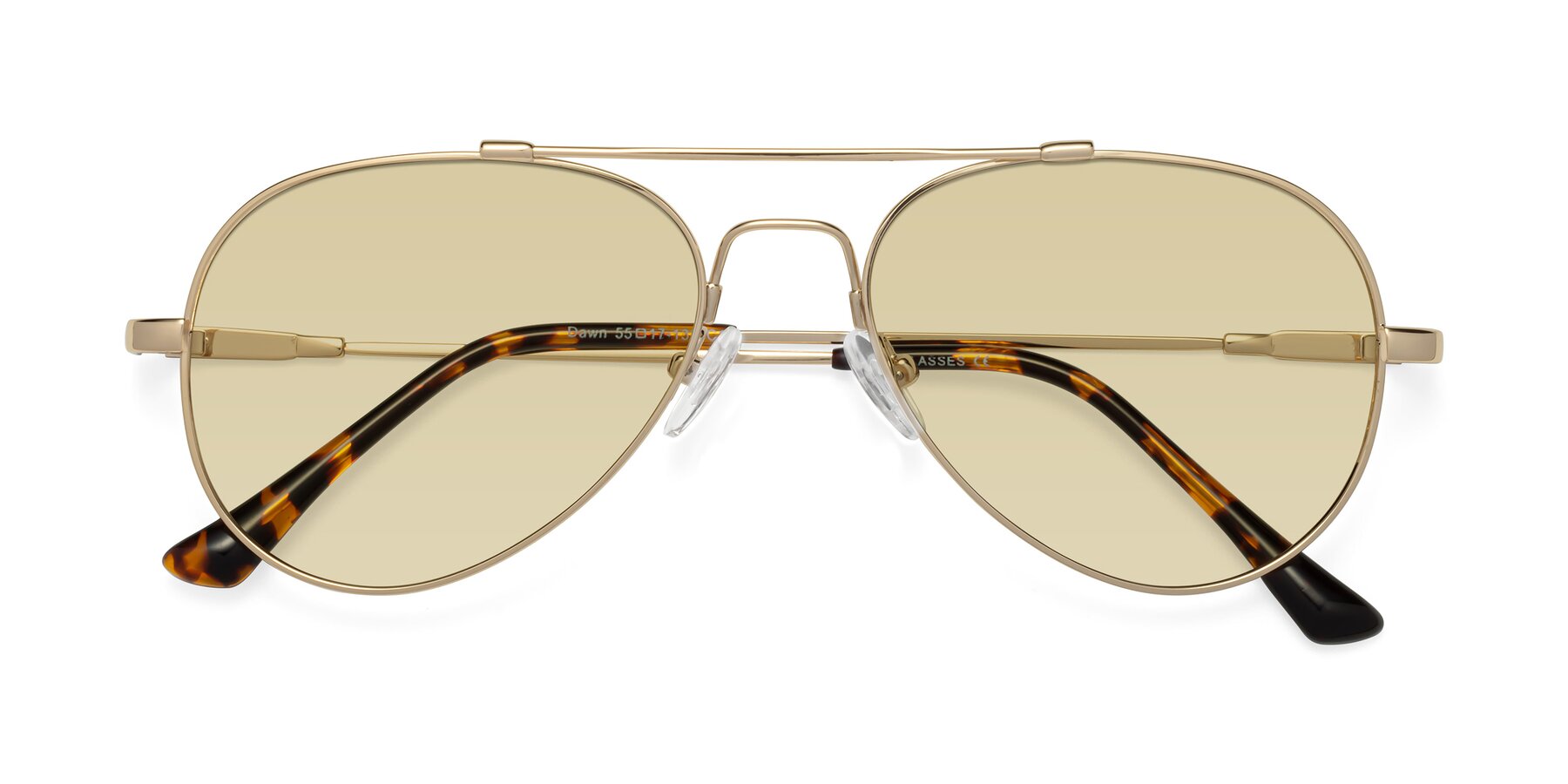 Folded Front of Dawn in Gold with Light Champagne Tinted Lenses