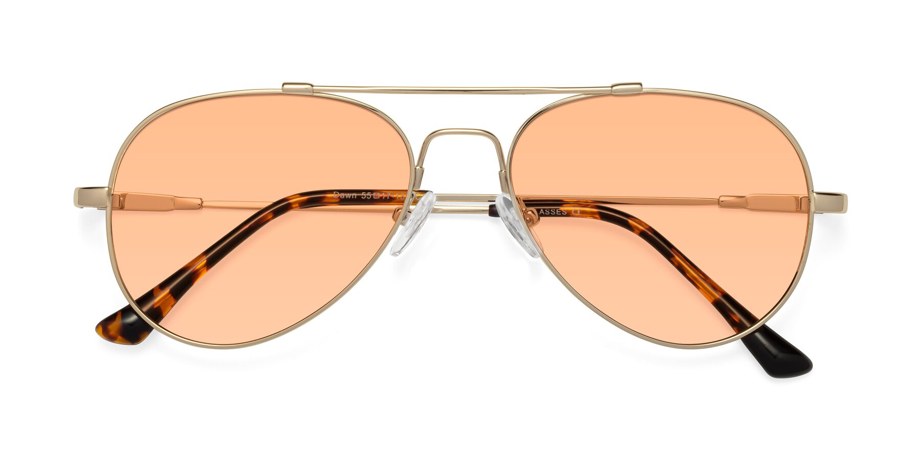 Folded Front of Dawn in Gold with Light Orange Tinted Lenses
