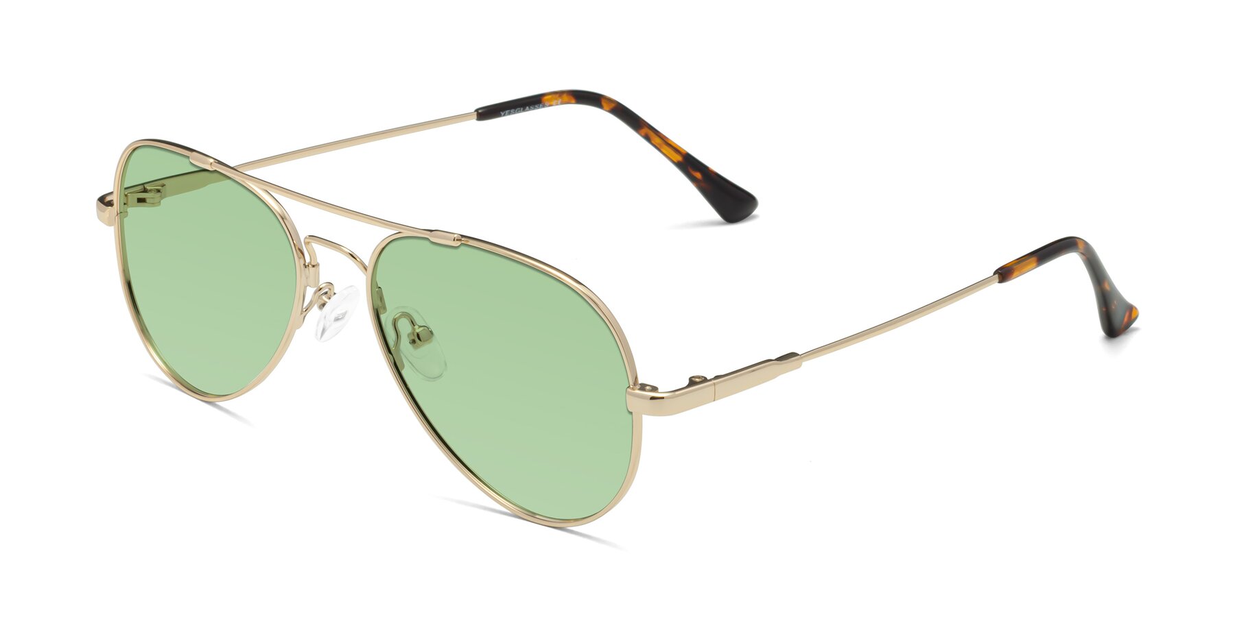 Angle of Dawn in Gold with Medium Green Tinted Lenses