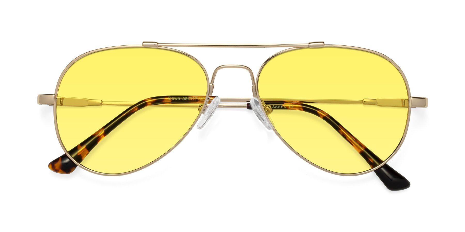 Folded Front of Dawn in Gold with Medium Yellow Tinted Lenses