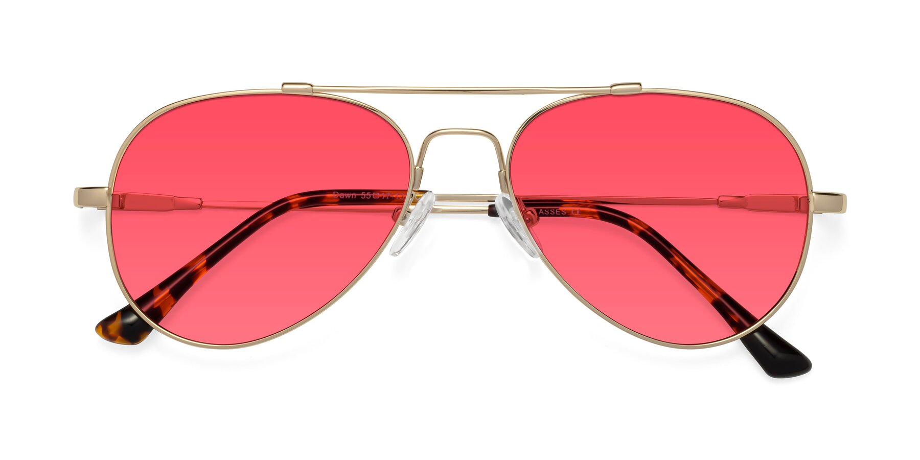 Folded Front of Dawn in Gold with Red Tinted Lenses