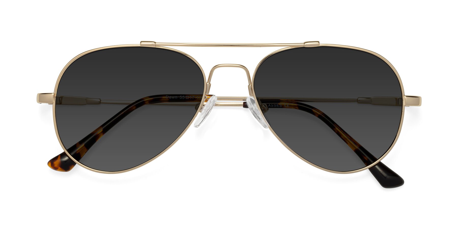 Folded Front of Dawn in Gold with Gray Tinted Lenses