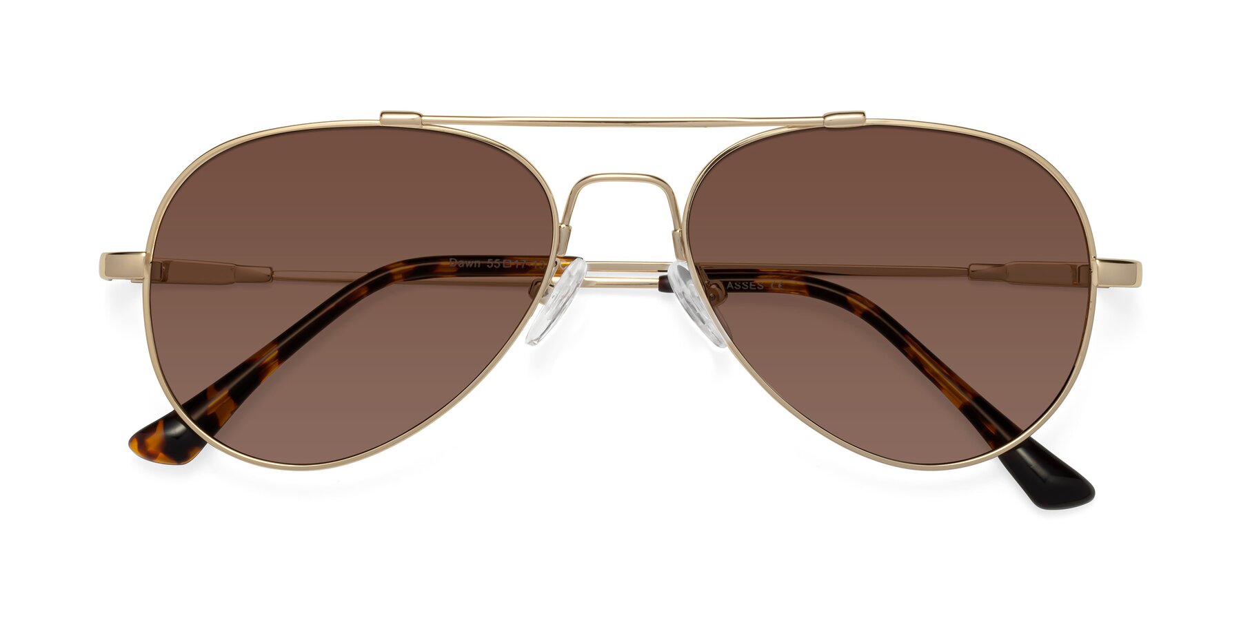 Folded Front of Dawn in Gold with Brown Tinted Lenses