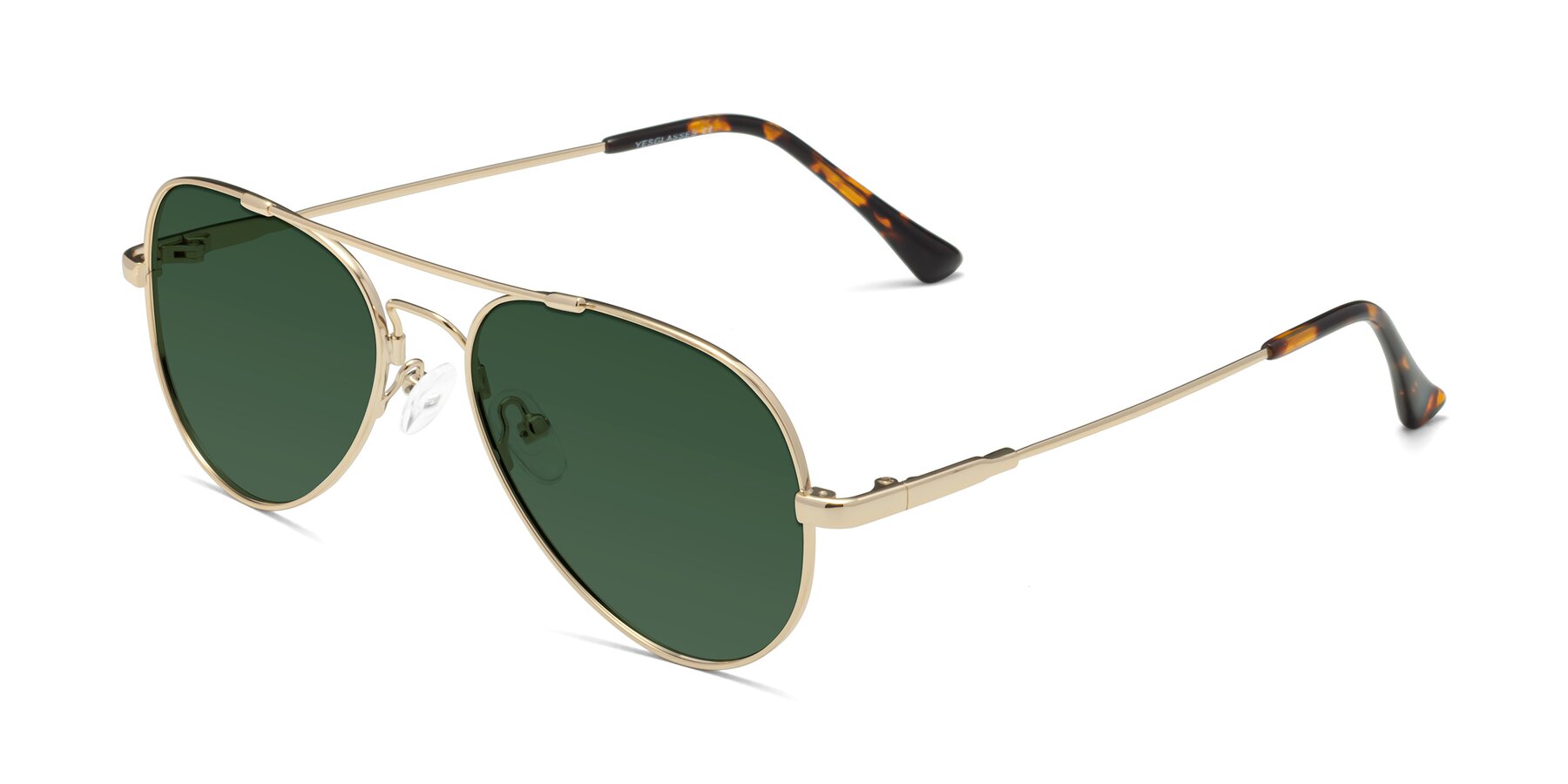 Angle of Dawn in Gold with Green Tinted Lenses