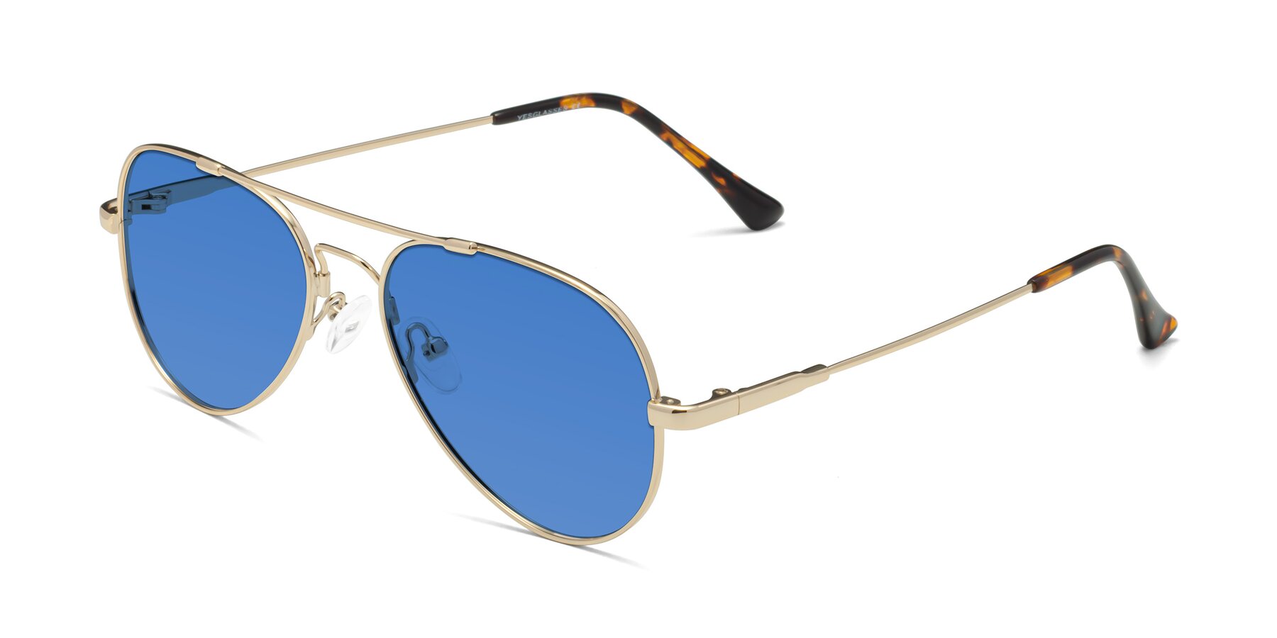 Angle of Dawn in Gold with Blue Tinted Lenses