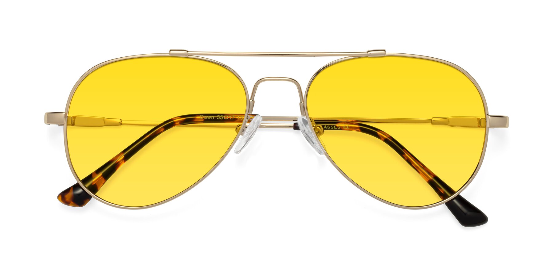 Folded Front of Dawn in Gold with Yellow Tinted Lenses
