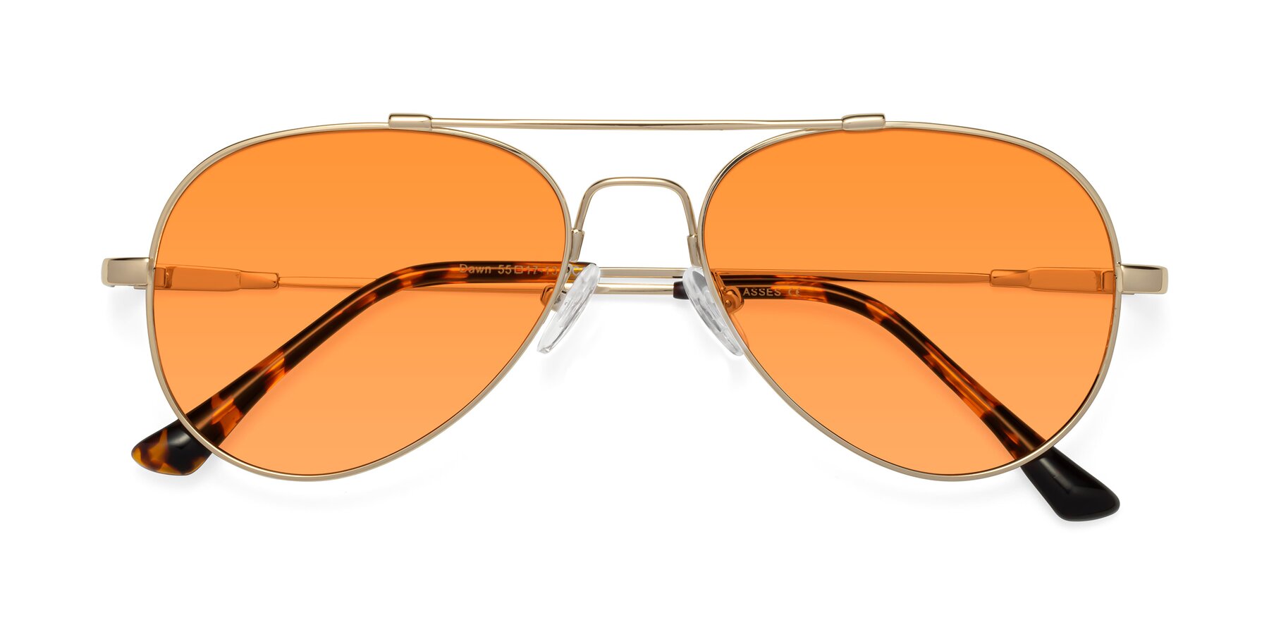 Folded Front of Dawn in Gold with Orange Tinted Lenses