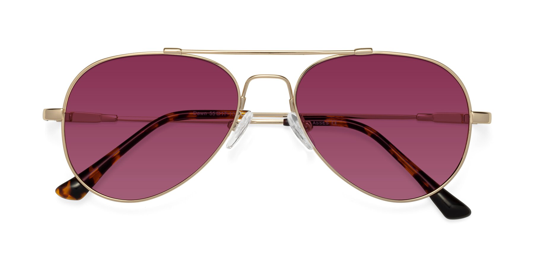 Folded Front of Dawn in Gold with Wine Tinted Lenses