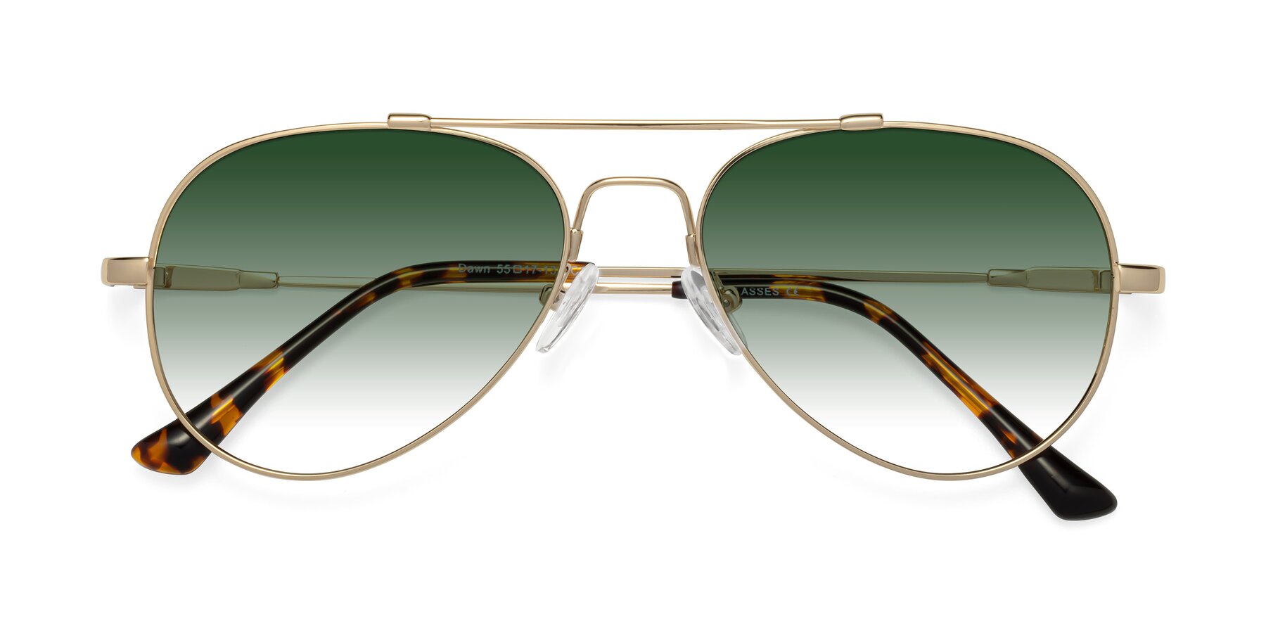 Folded Front of Dawn in Gold with Green Gradient Lenses