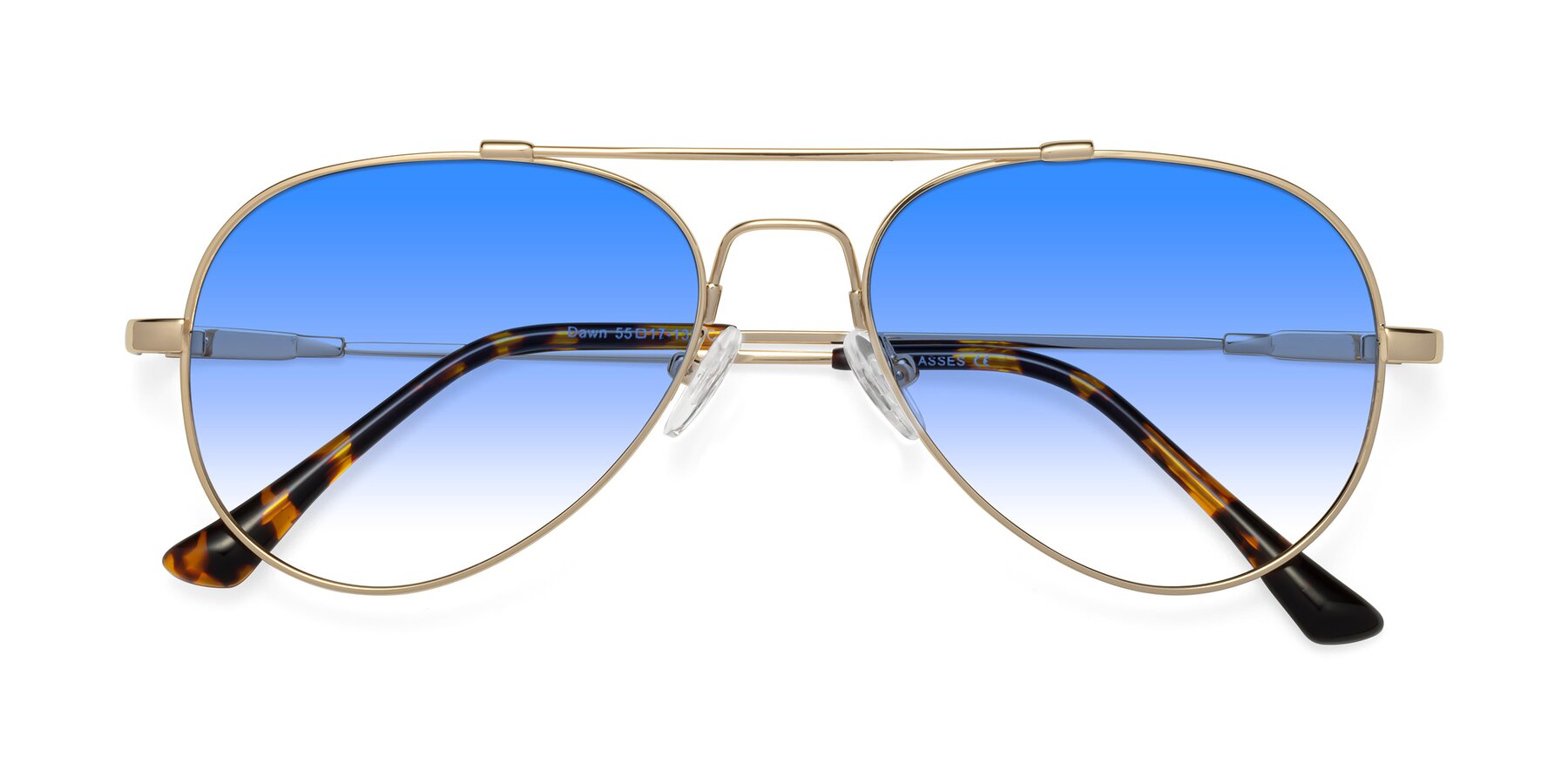 Folded Front of Dawn in Gold with Blue Gradient Lenses