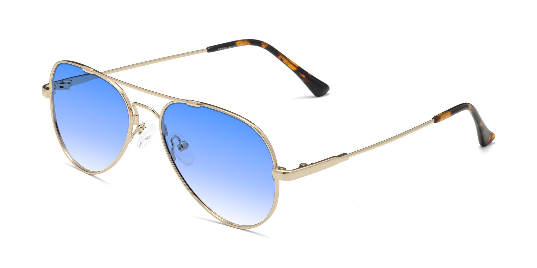 Angle of Dawn in Gold with Blue Gradient Lenses