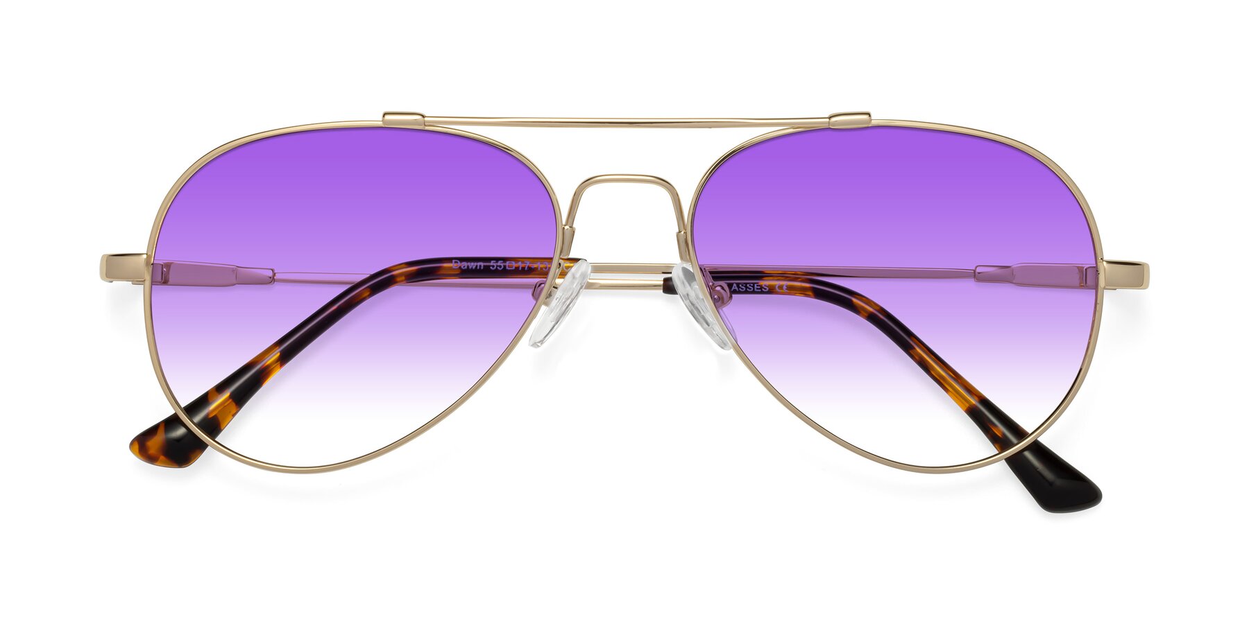 Folded Front of Dawn in Gold with Purple Gradient Lenses