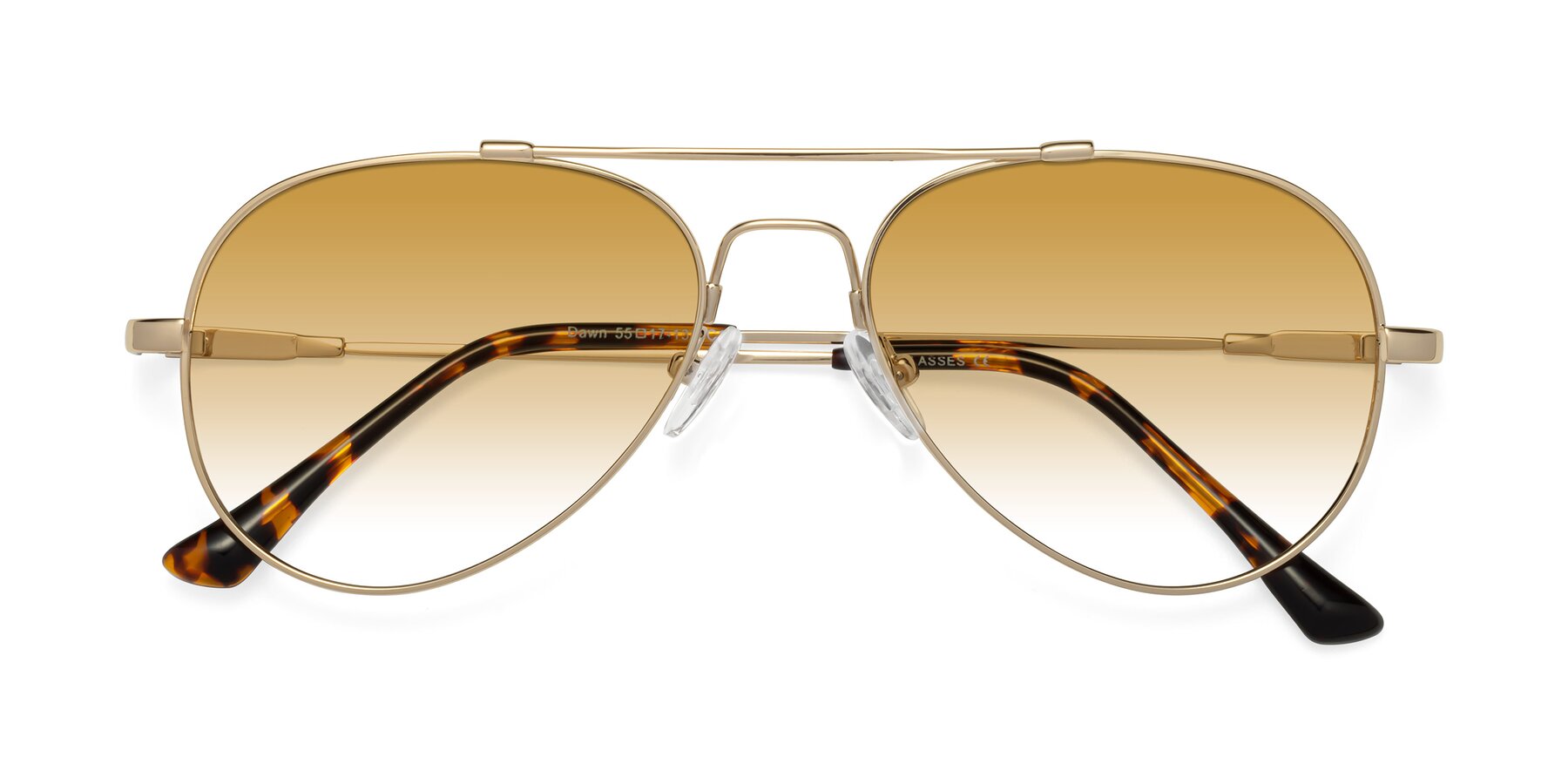 Folded Front of Dawn in Gold with Champagne Gradient Lenses