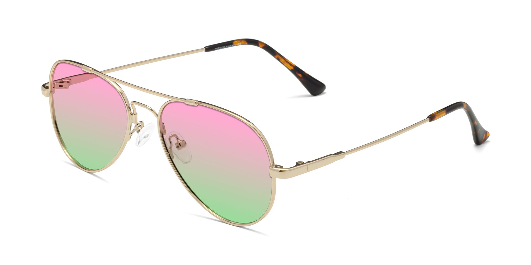 Angle of Dawn in Gold with Pink / Green Gradient Lenses