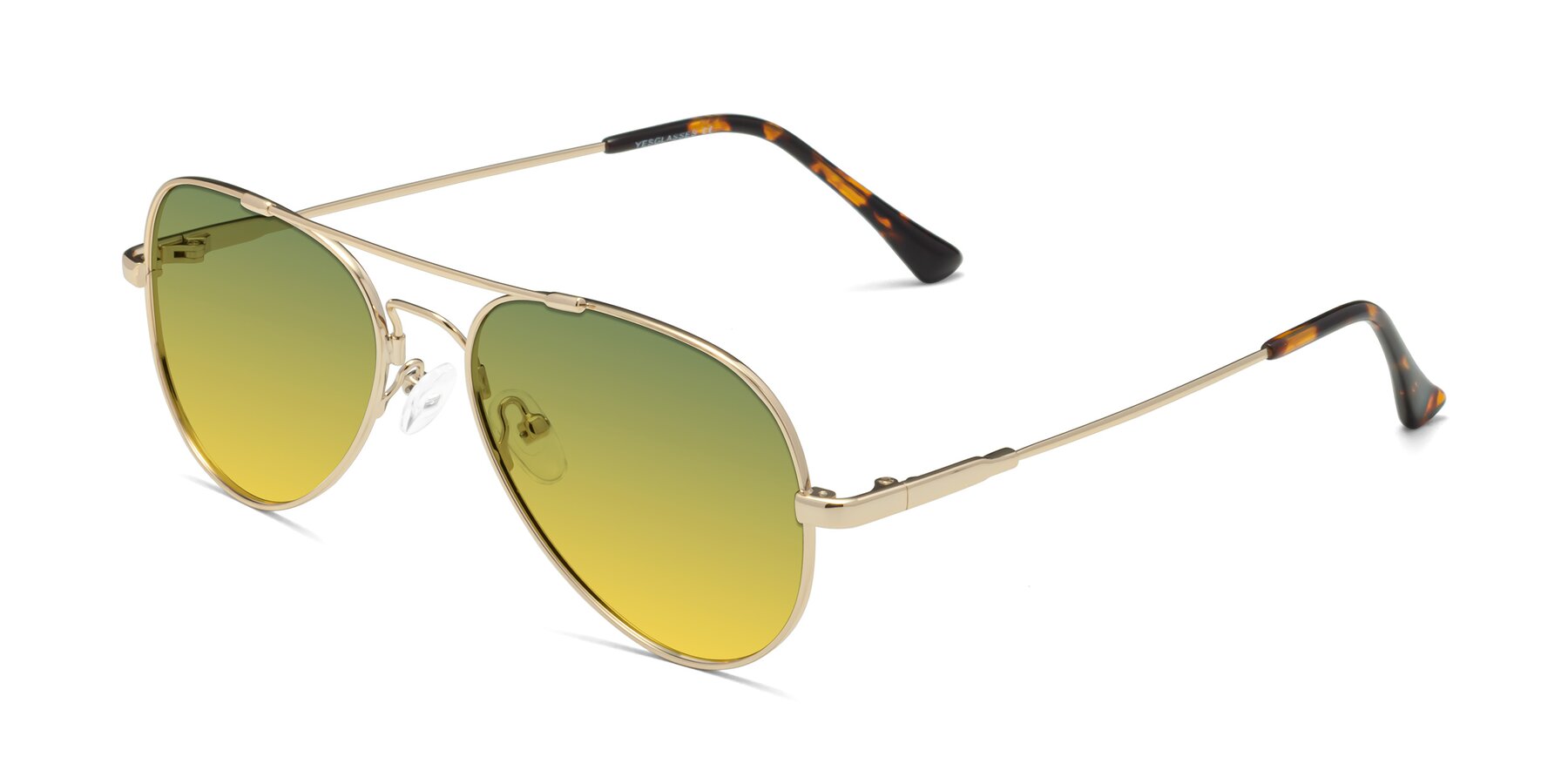 Angle of Dawn in Gold with Green / Yellow Gradient Lenses