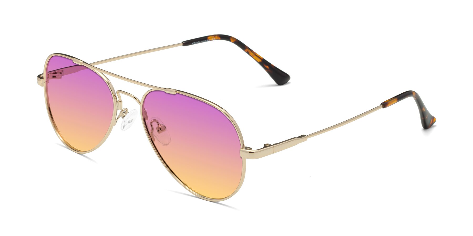Angle of Dawn in Gold with Purple / Yellow Gradient Lenses