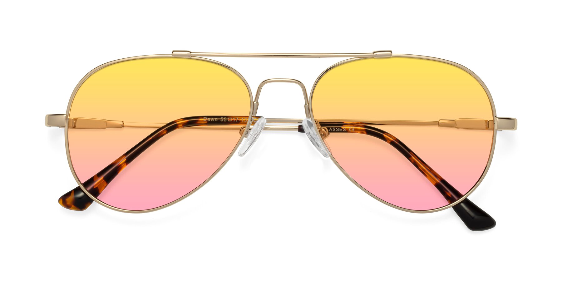 Folded Front of Dawn in Gold with Yellow / Pink Gradient Lenses
