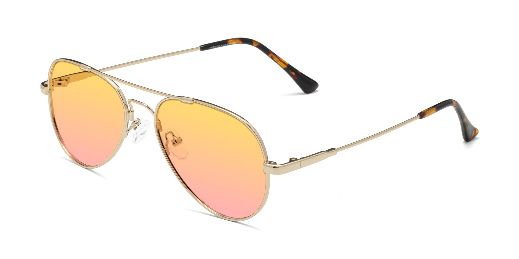 Angle of Dawn in Gold with Yellow / Pink Gradient Lenses