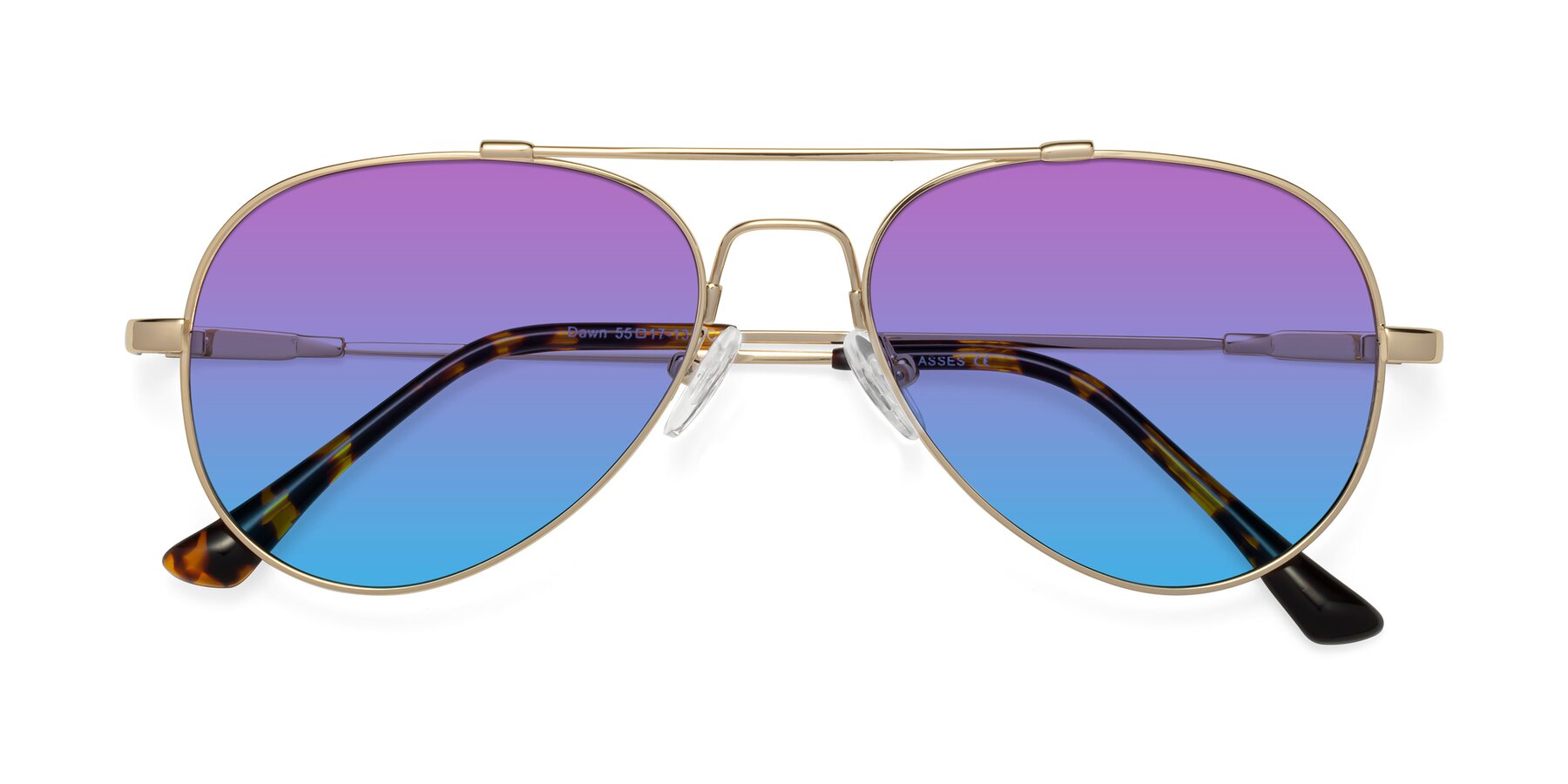 Folded Front of Dawn in Gold with Purple / Blue Gradient Lenses