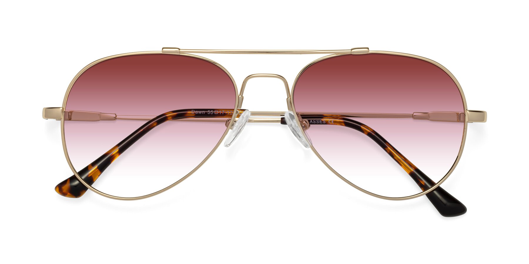 Folded Front of Dawn in Gold with Garnet Gradient Lenses