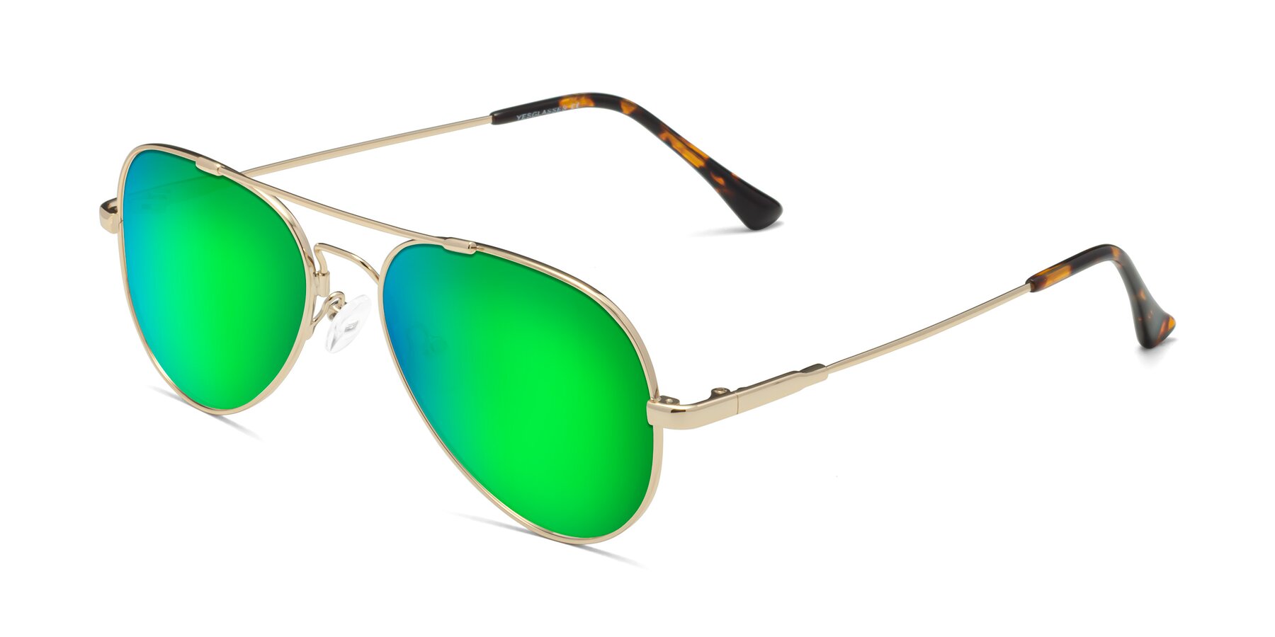 Angle of Dawn in Gold with Green Mirrored Lenses