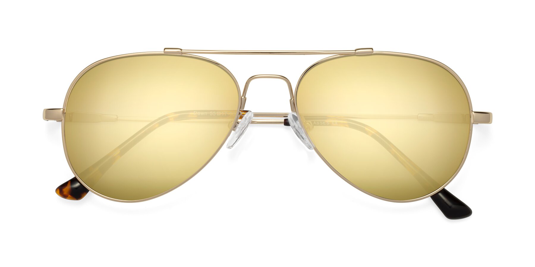 Folded Front of Dawn in Gold with Gold Mirrored Lenses