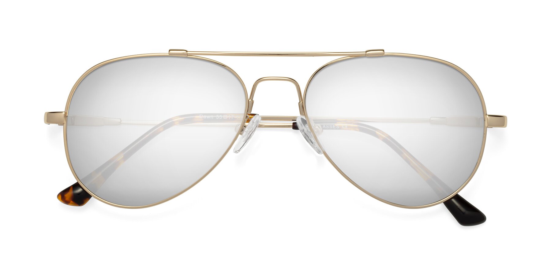 Folded Front of Dawn in Gold with Silver Mirrored Lenses