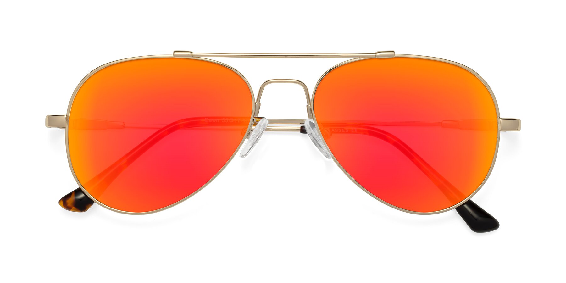 Folded Front of Dawn in Gold with Red Gold Mirrored Lenses