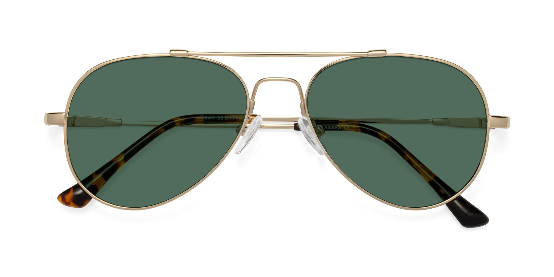 Folded Front of Dawn in Gold with Green Polarized Lenses