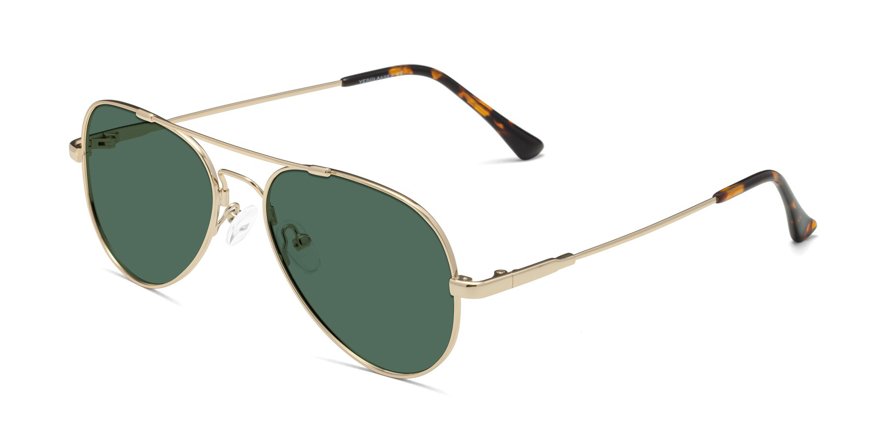 Angle of Dawn in Gold with Green Polarized Lenses