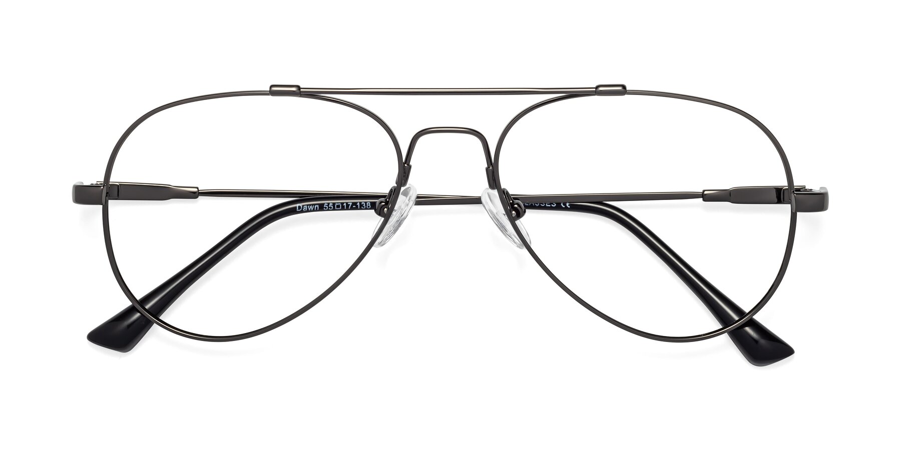 Folded Front of Dawn in Gunmetal with Clear Eyeglass Lenses