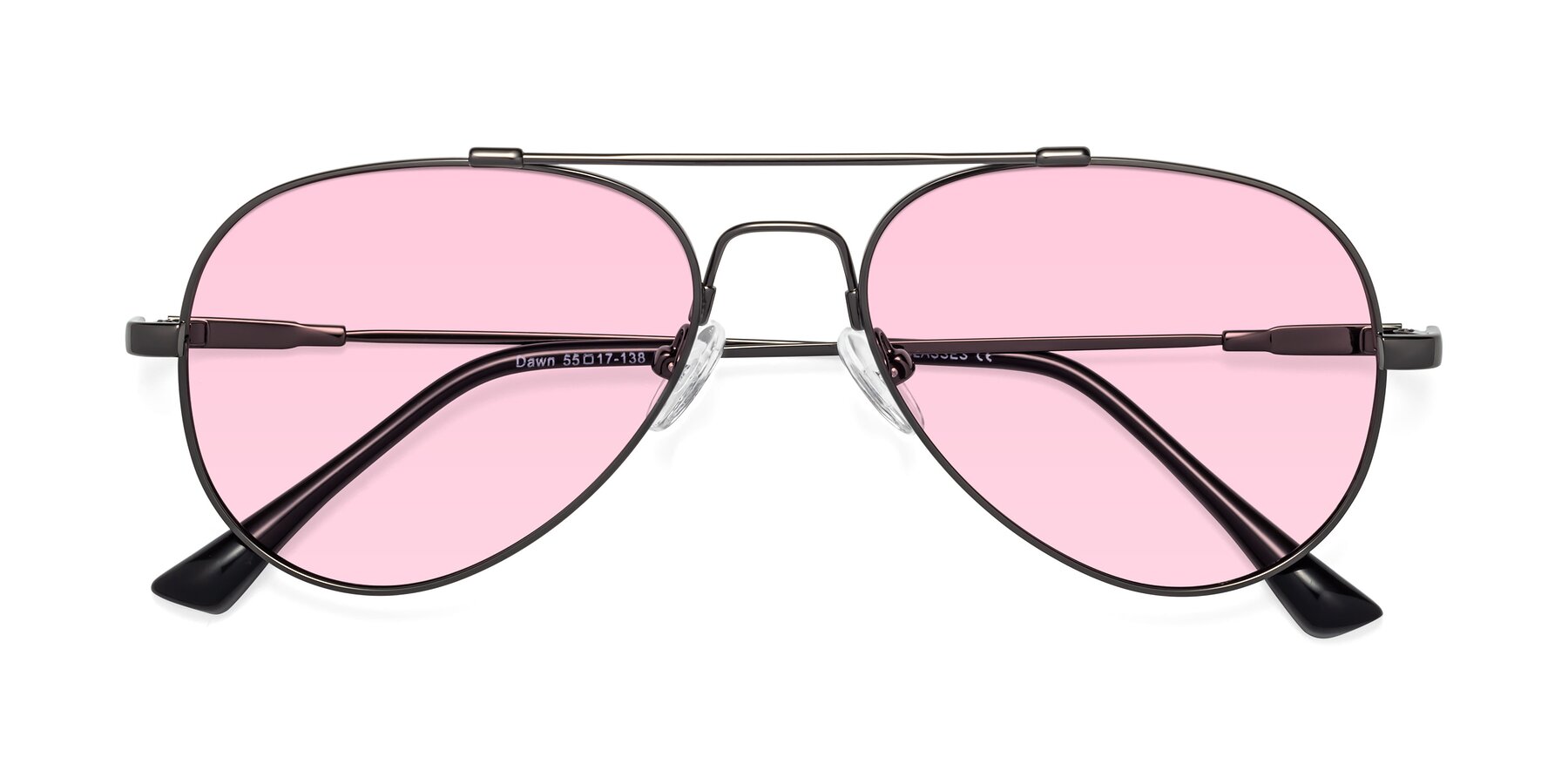 Folded Front of Dawn in Gunmetal with Light Pink Tinted Lenses