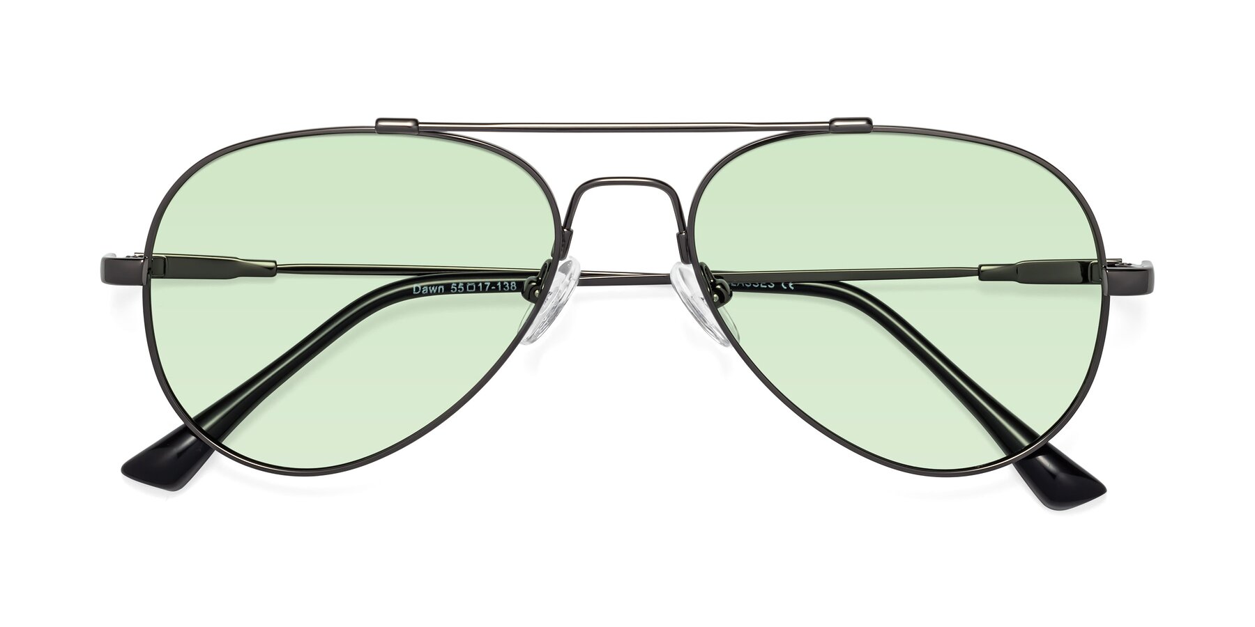 Folded Front of Dawn in Gunmetal with Light Green Tinted Lenses