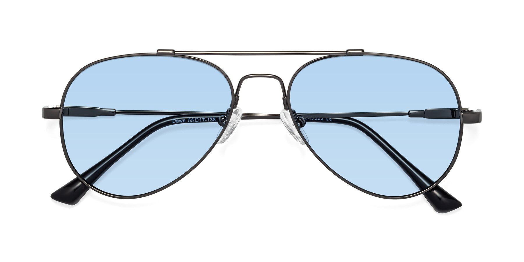 Folded Front of Dawn in Gunmetal with Light Blue Tinted Lenses