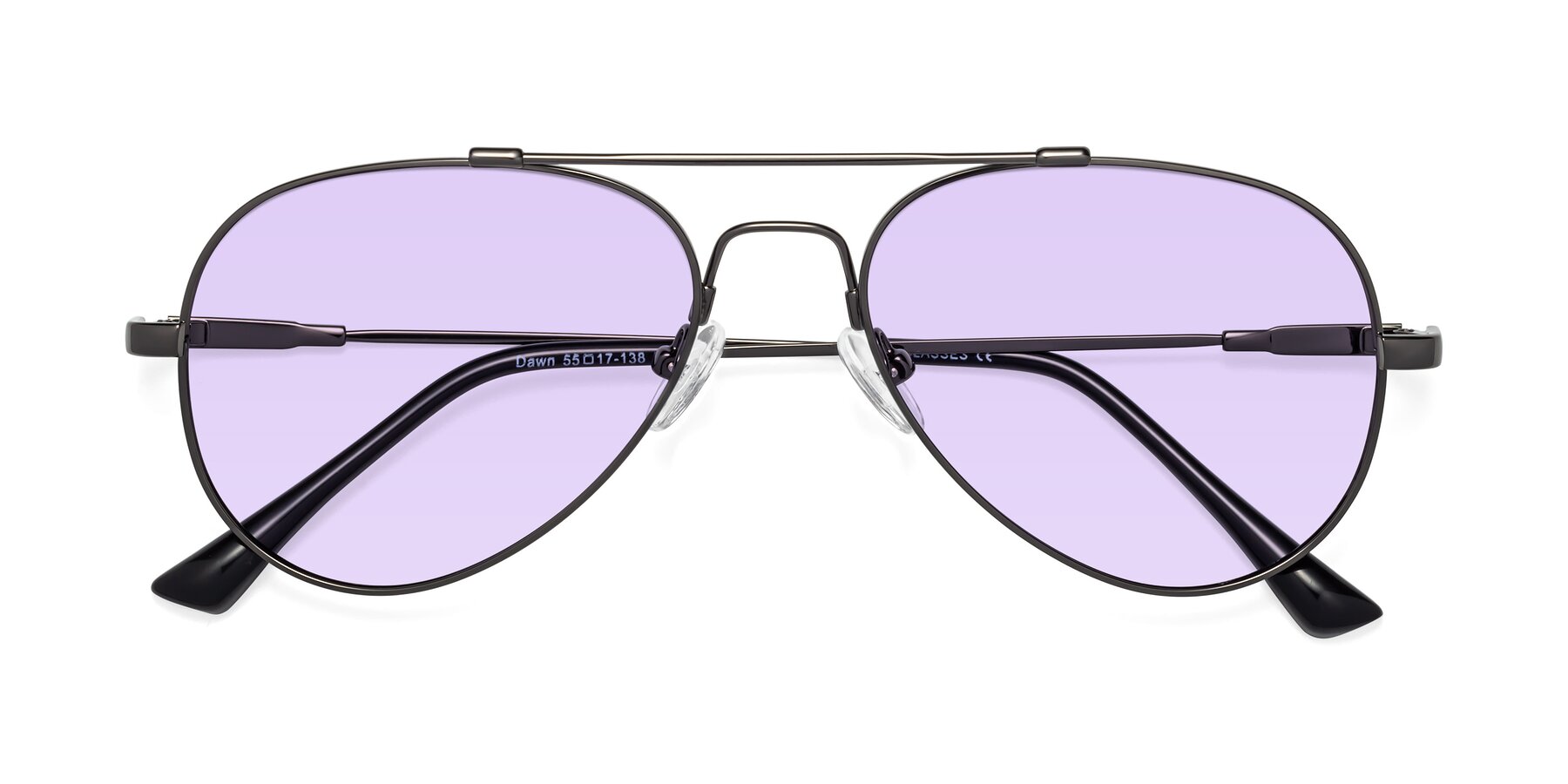 Folded Front of Dawn in Gunmetal with Light Purple Tinted Lenses