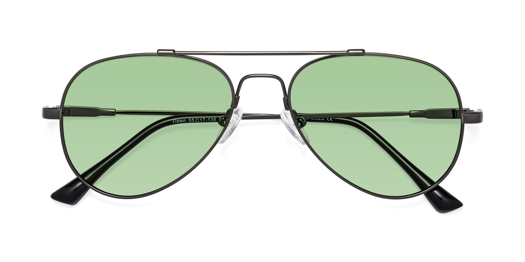 Folded Front of Dawn in Gunmetal with Medium Green Tinted Lenses