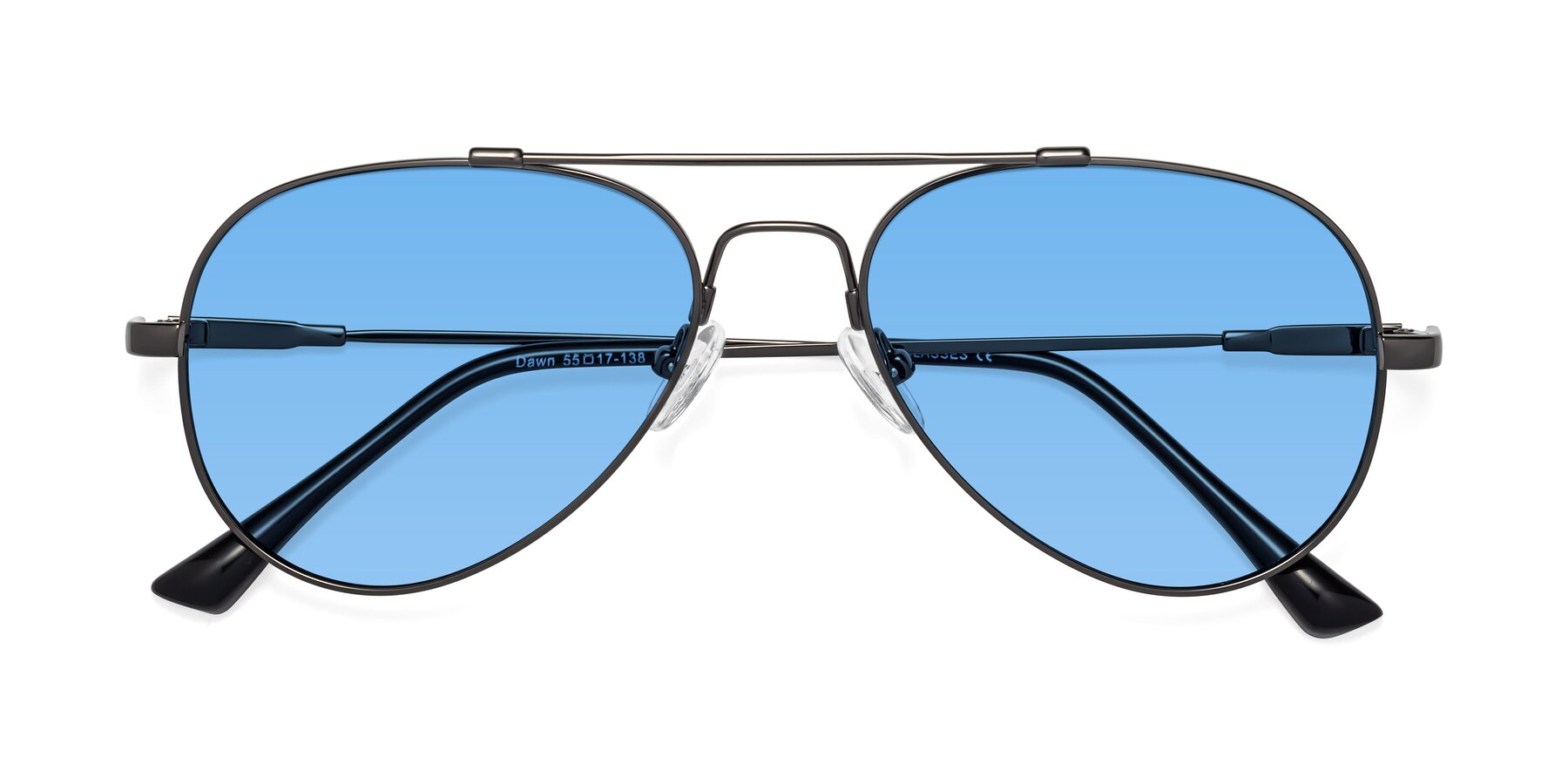 Folded Front of Dawn in Gunmetal with Medium Blue Tinted Lenses