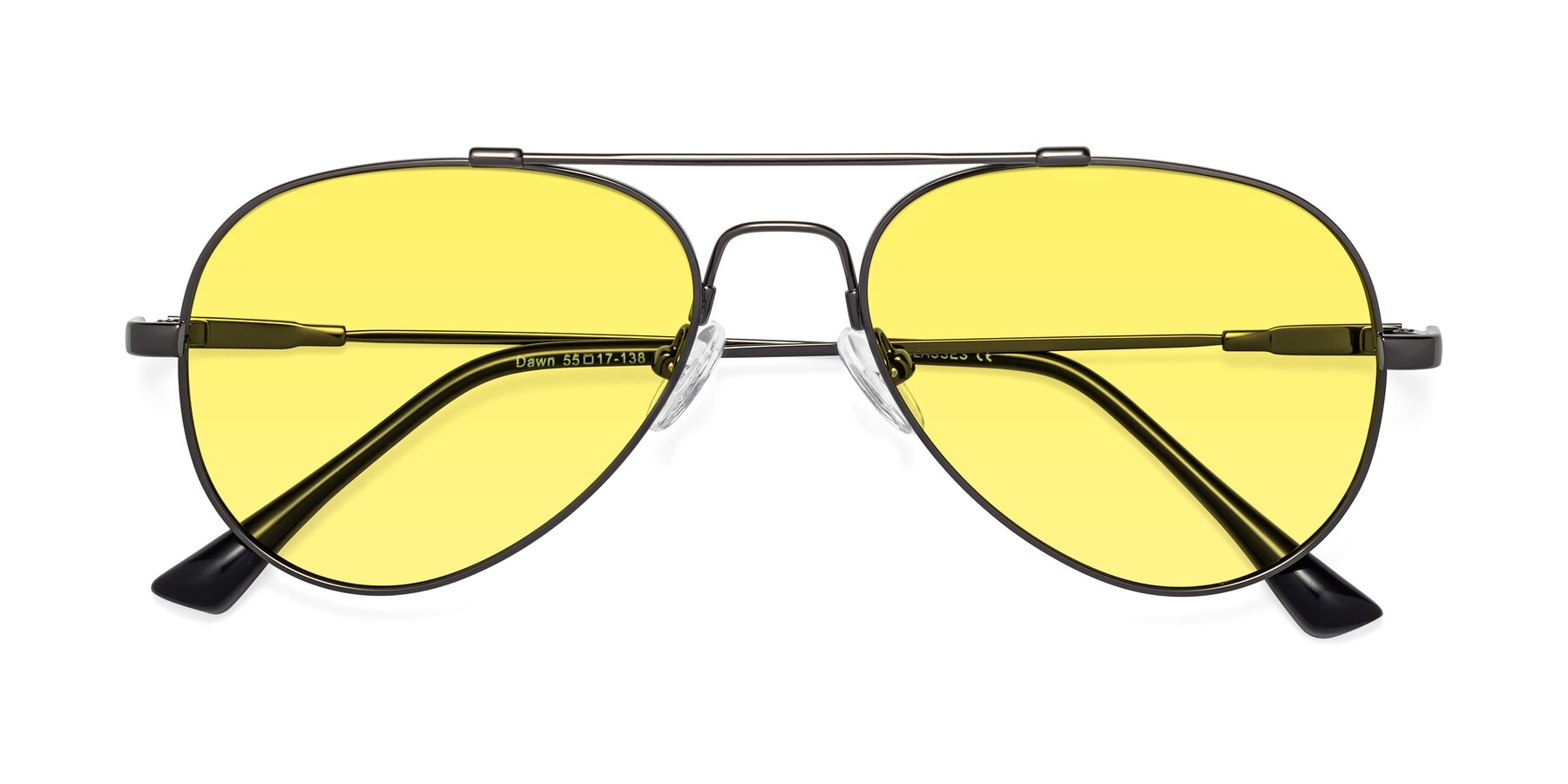 Folded Front of Dawn in Gunmetal with Medium Yellow Tinted Lenses