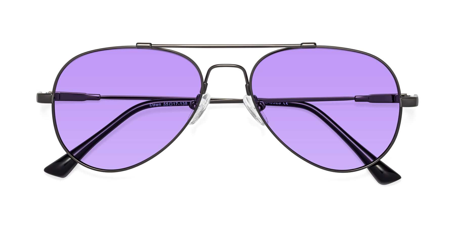 Folded Front of Dawn in Gunmetal with Medium Purple Tinted Lenses